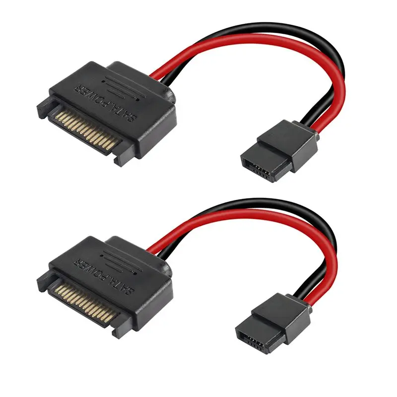 L77A 2Pcs SATA 15Pin Male To 6Pin SATA Cable SATA 15 Pin To 6 Pin Power Adapter Cable for Notebook CDROM 6Pin Adapter Cable