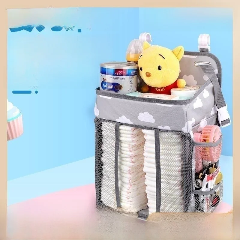 

Baby Bed Storage Bag Diaper Toy Hanging Bag Polyester Materni Infant Supplies Storage Organizer Dustproof Bag for Outdoor