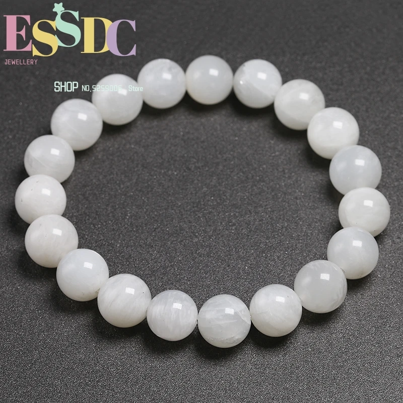 

AA White Moonstone Bracelet Chakra Stone Divine Feminine Emotional Balance Luck For Women Men Unisex Fine Jewelry