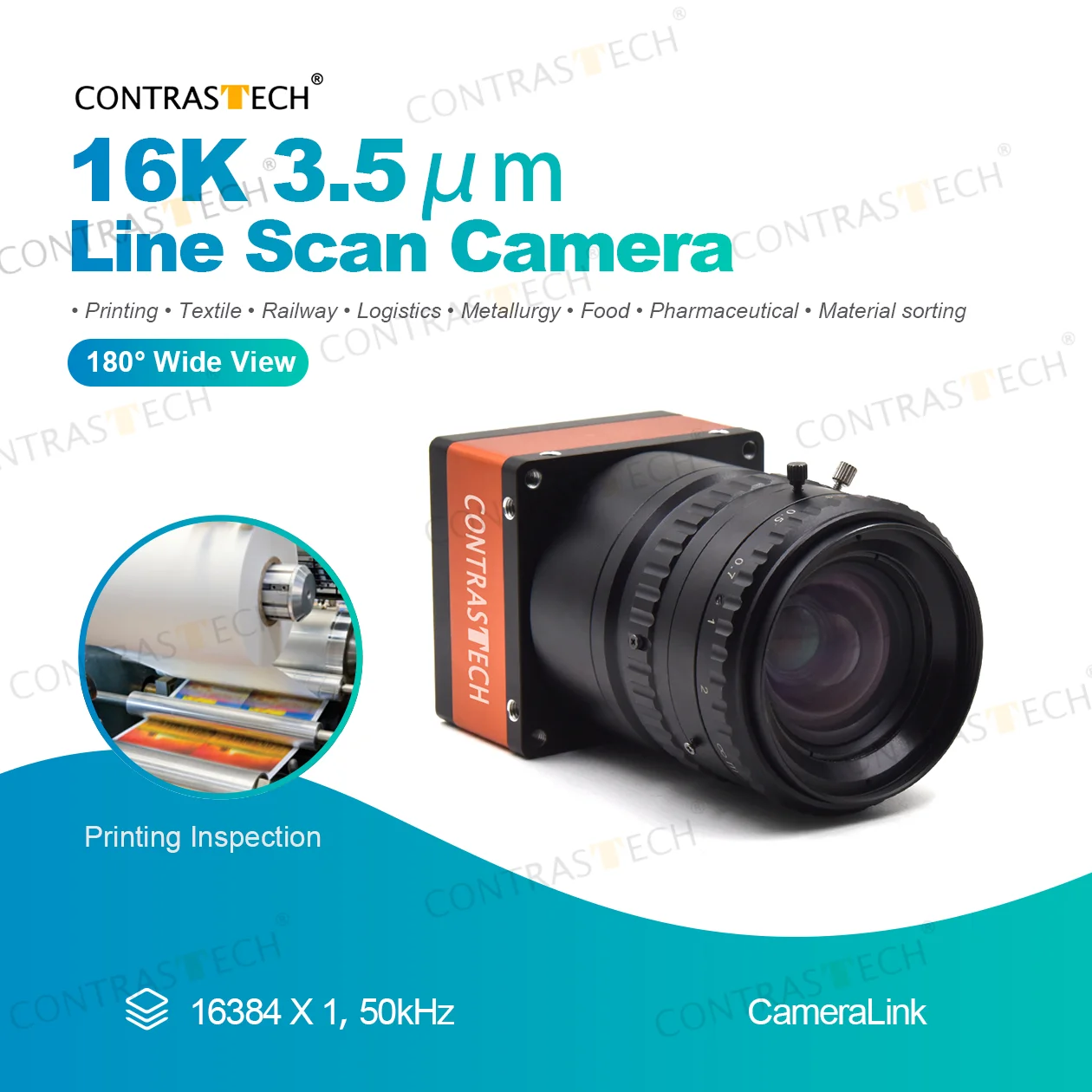 Mars Series 16K 50kHz Automation High Speed Scanning CameraLink Line Scan Camera for Railway Inspection Contrastech