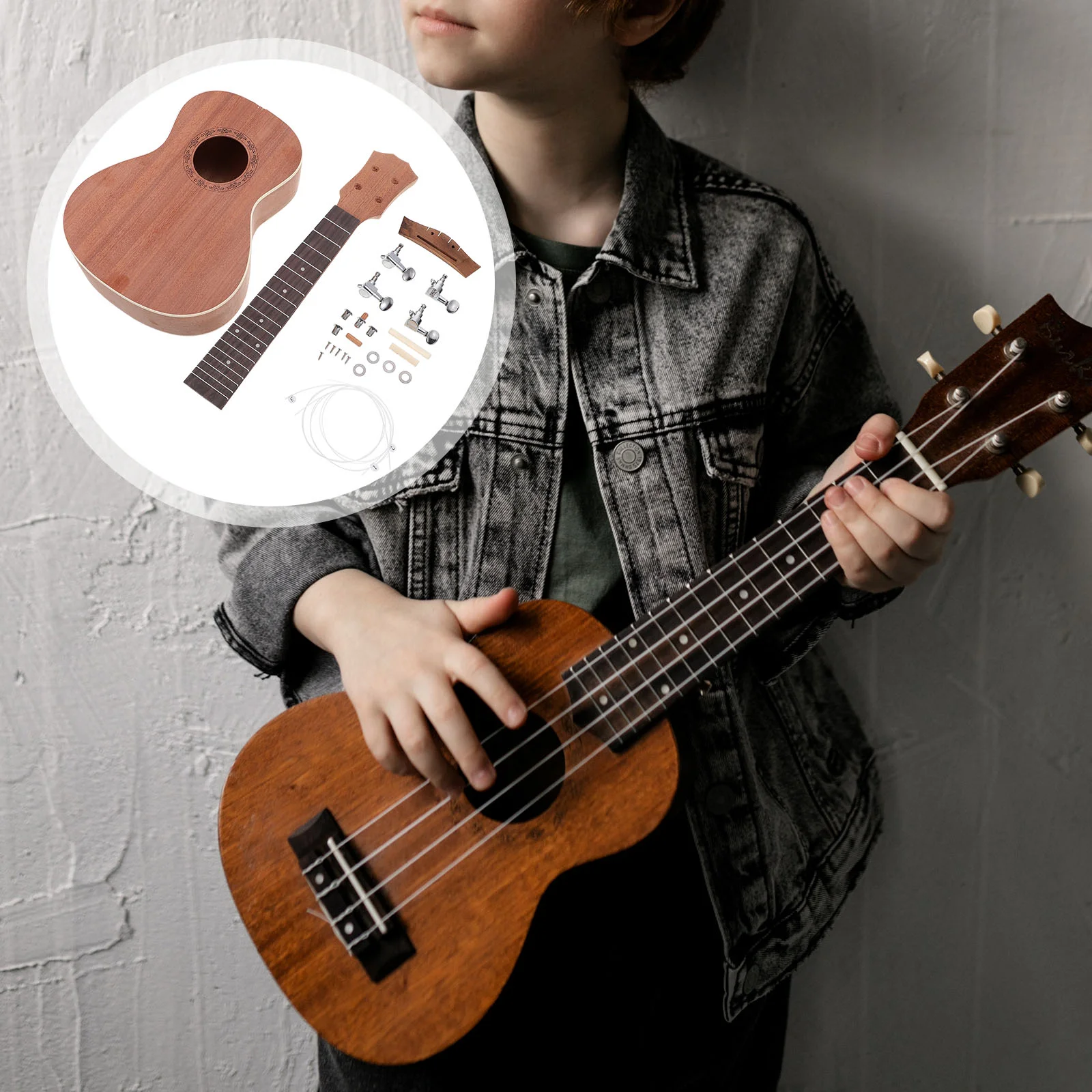 23 Inch Ukulele Kit DIY Manual Guitar Decoration Metal Musical Instrument Child Toddler Semi-craft