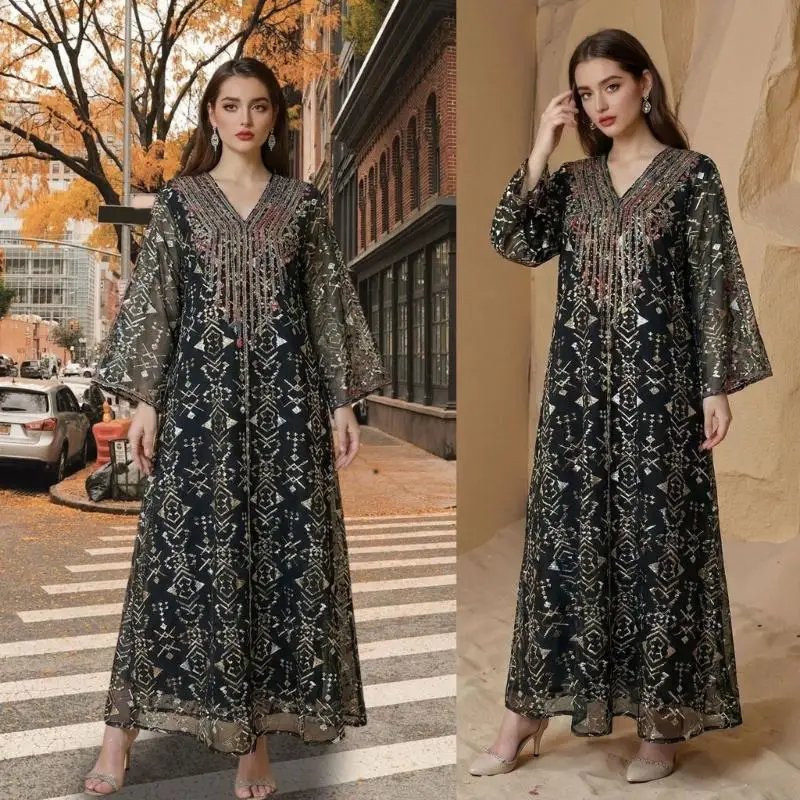 

Y3NE Practical Polyester Fabric Muslims Women's Robes Robe Ethnic Muslims Dress Religious Occasion Dress for Busy