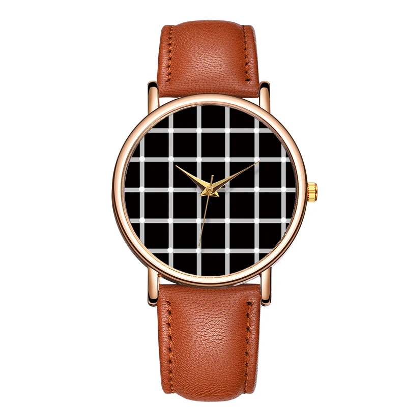 Minimalism Women's Quartz Watch Gridding WristWatch Simple Casual Temperament Watch High Quality Reloj Mujer