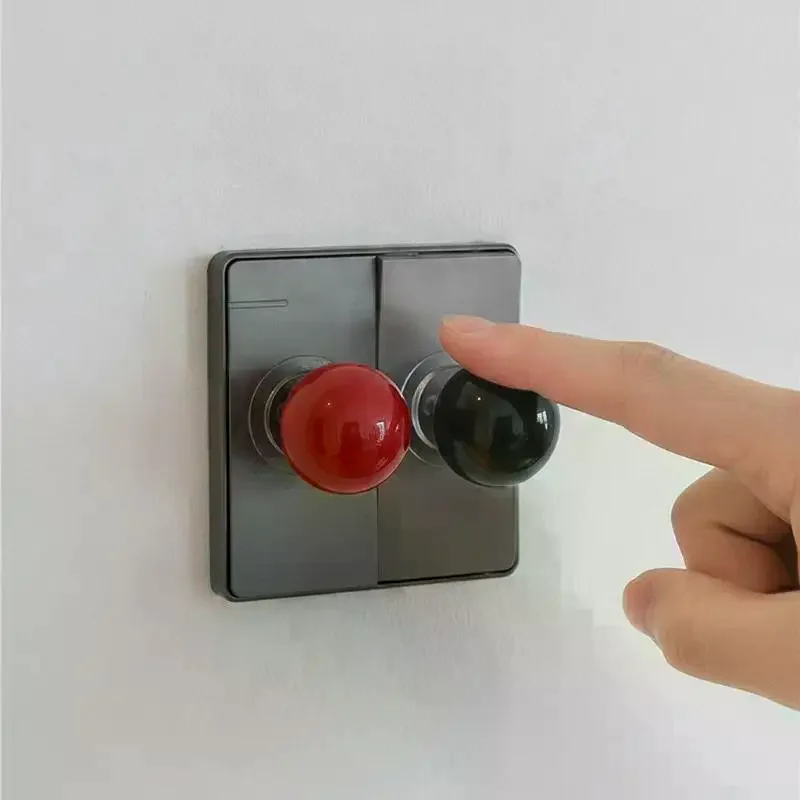 1PC Creative Joystick Ball Switch Sticker Red Ball Wall Stickers Black Ball Switch Decoration Switch Decorative Dmall Ornament