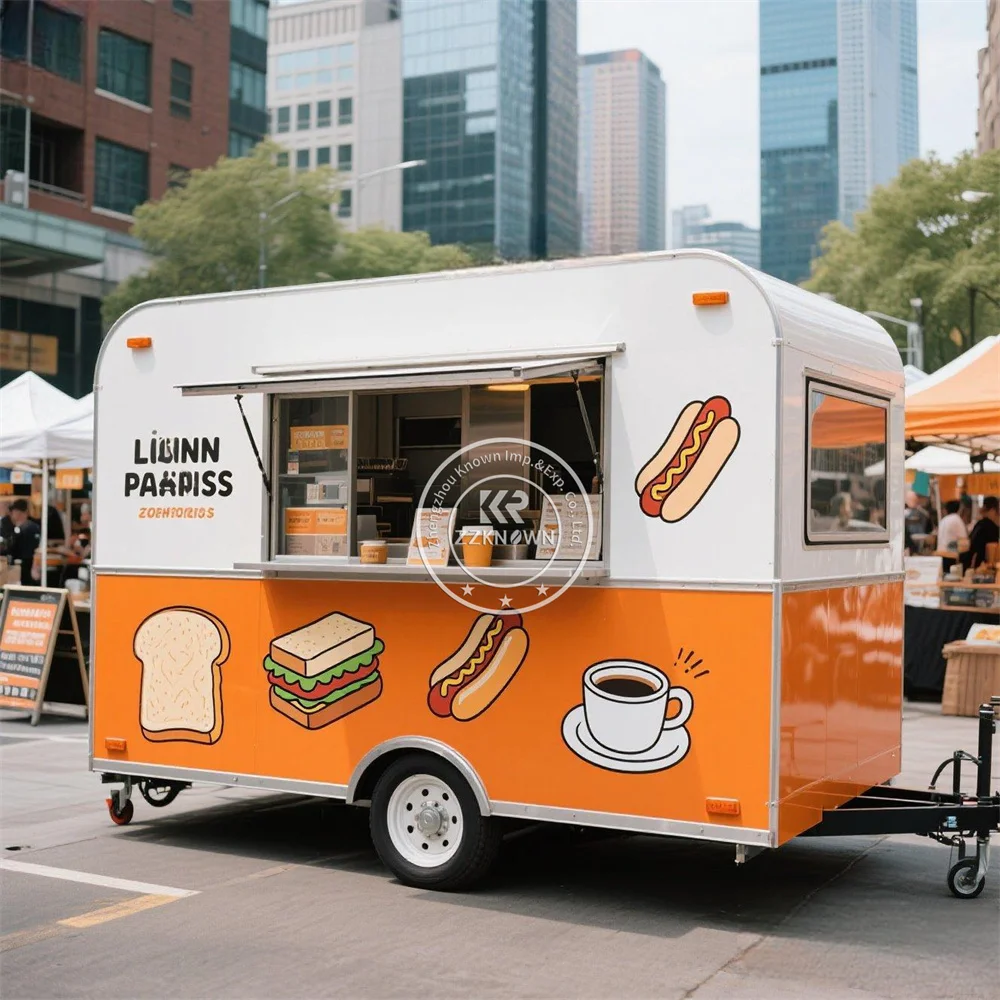 

Outdoor Mobile Food Trailer Street Ice Cream Hot Dog Cart Street Restaurant Fully Equipped Fast Food Truck With Full Kitchen