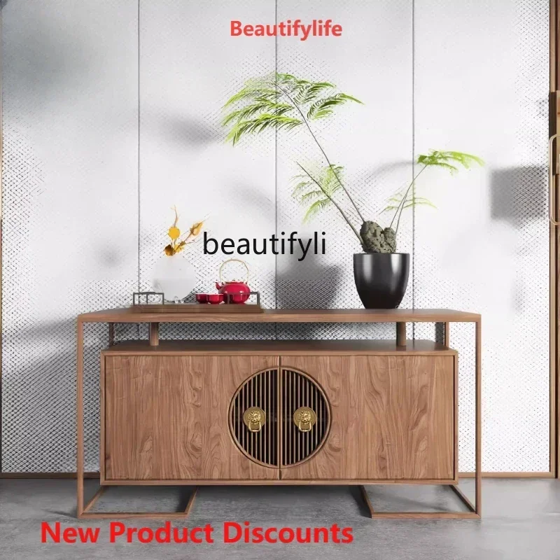 

Q181 l New Chinese-style solid wood porch cabinet, simple Zen ash wood side cabinet against the wall, living room