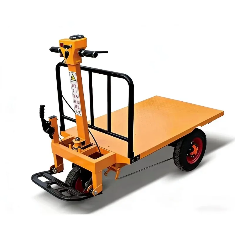 Three-wheeled flatbed truck, mobile electric trolley, folding cargo handling vehicle