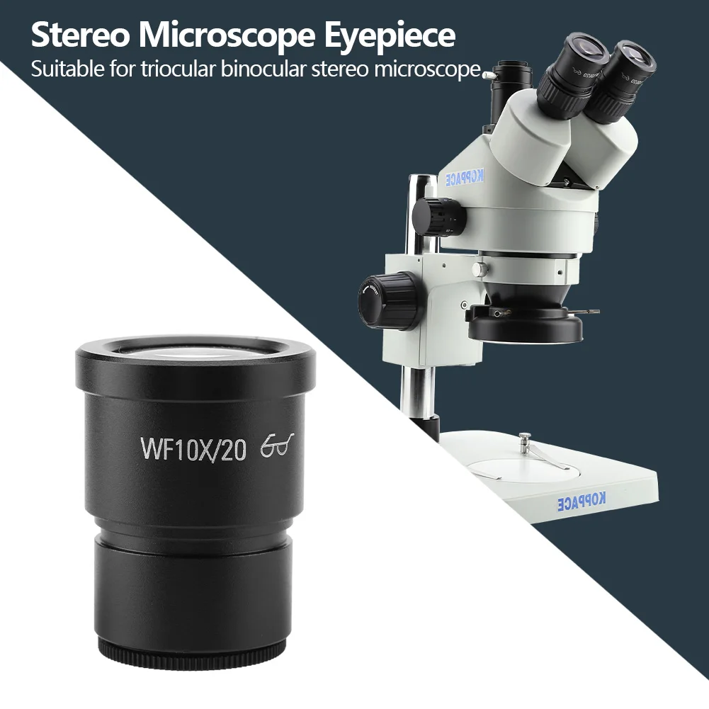 1PCS WF10X/20 Stereo Microscope Eyepiece Optical Glass Metal 10X Magnification 30mm Trinocular Binocular Microscope Accessories