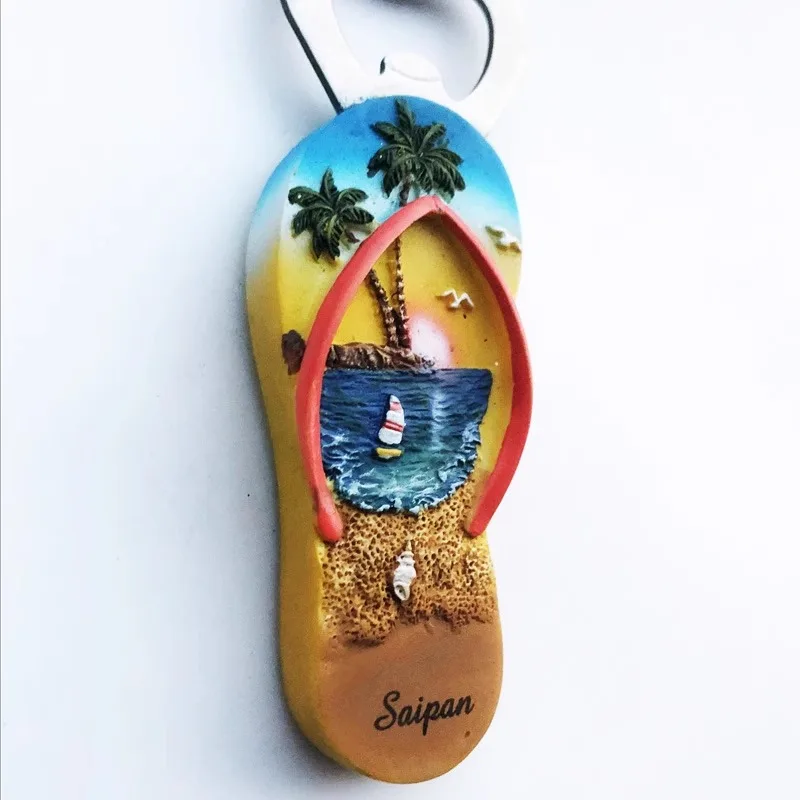 Saipan flip-flops seascape creative tourism souvenir crafts magnet refrigerator sticker bottle opener magnet sticker