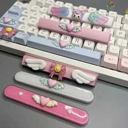 DIY Cute Wings Keycap 6.25u Spacebar Gaming Mechanical Keyboard Cross Axis Transparent Pink Bow Keycap