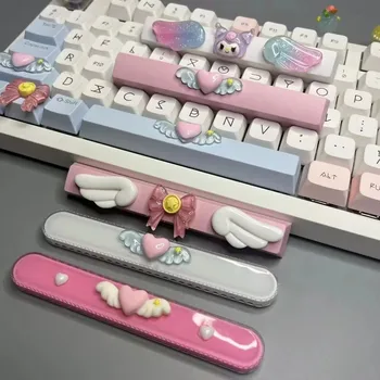 DIY sevimli kanatları klavye tuş 6.25u Spacebar oyun mekanik klavye çapraz eksen şeffaf pembe yay klavye