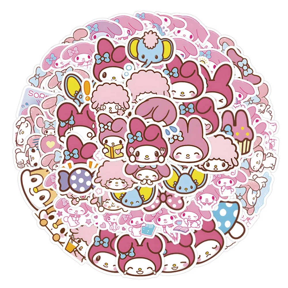 Pegatinas de dibujos animados Kawaii My Melody para niños, calcomanías rosas bonitas para portátil, álbum de recortes, teléfono, diario, papelería, juguete, 10/30/60/120 piezas