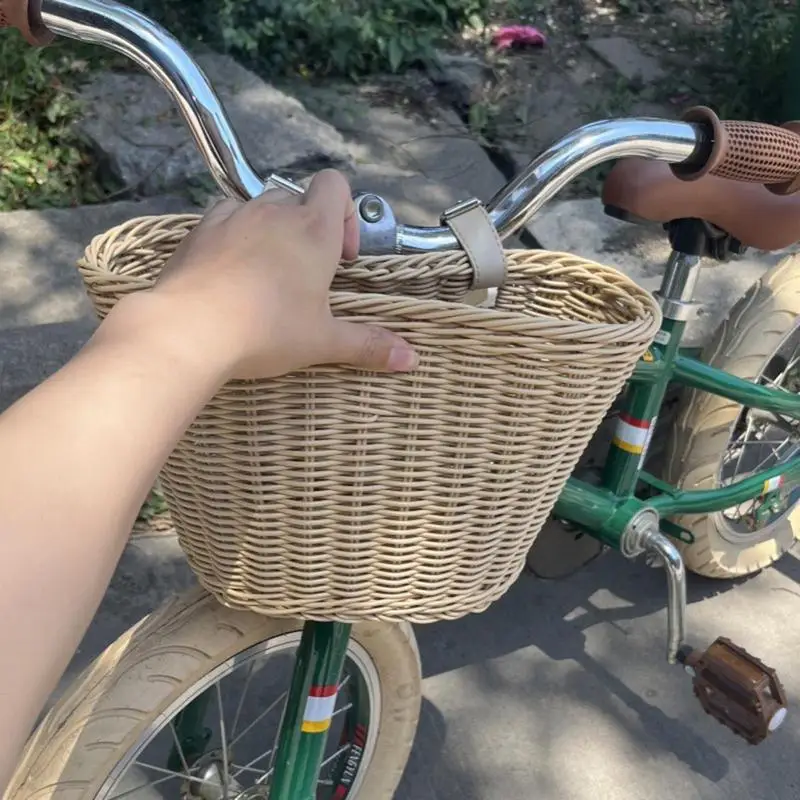 Bikes Basket Handmade Woven Rattan Bikes Basket Front Handle Children Bikes Basket Kids Bikes Basket Fit Most Bikes