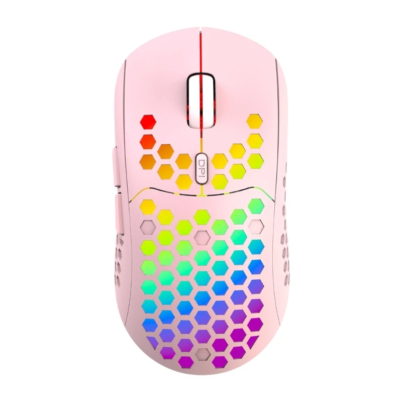 Lightweight Design 2.4Ghz Wireless Mouse with RGB Backlit 3200DPI Adjustable Type C Charging for Desktop and Laptop