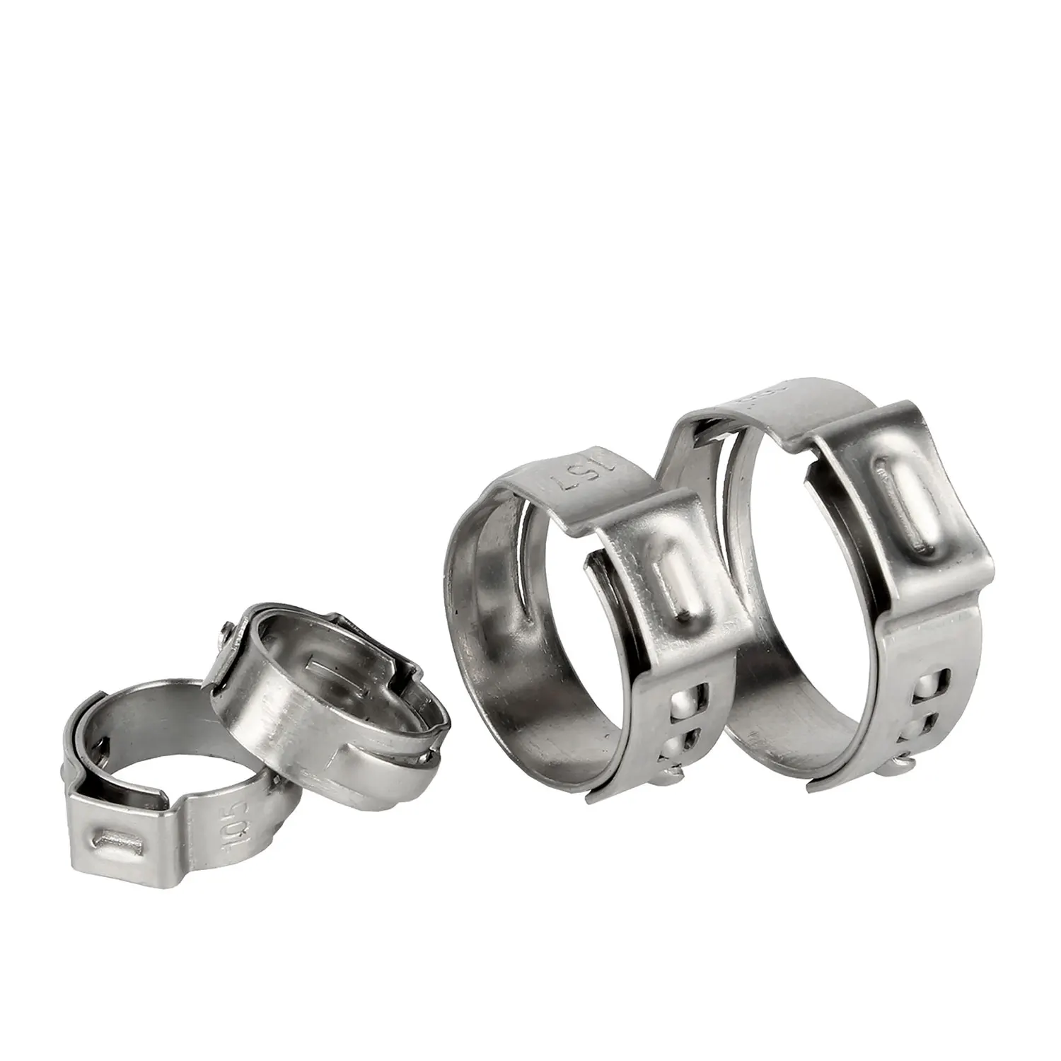 PEX Cinch Clamp Rings Single Ear Stepless 5.8-23.5mm Stainless Steel Tubing Pipe Clamps for PEX Tubing Pipe Fitting Connections