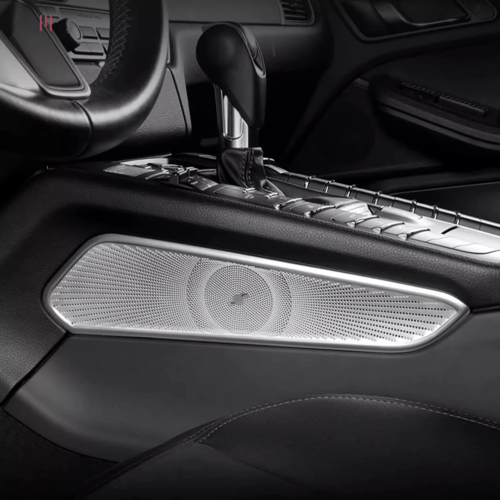 1 zestaw naklejek wewnętrznych do Porsche Macan 2014 - 2024 Centralne sterowanie głośnikiem audio Pokrywa Dekoracja Akcesoria Części