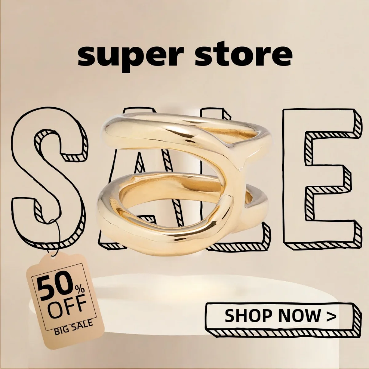 

2025 UHO Europe and America Original New Product Gold Versatile Simple Double layered hollow ring Women's High Quality Gift