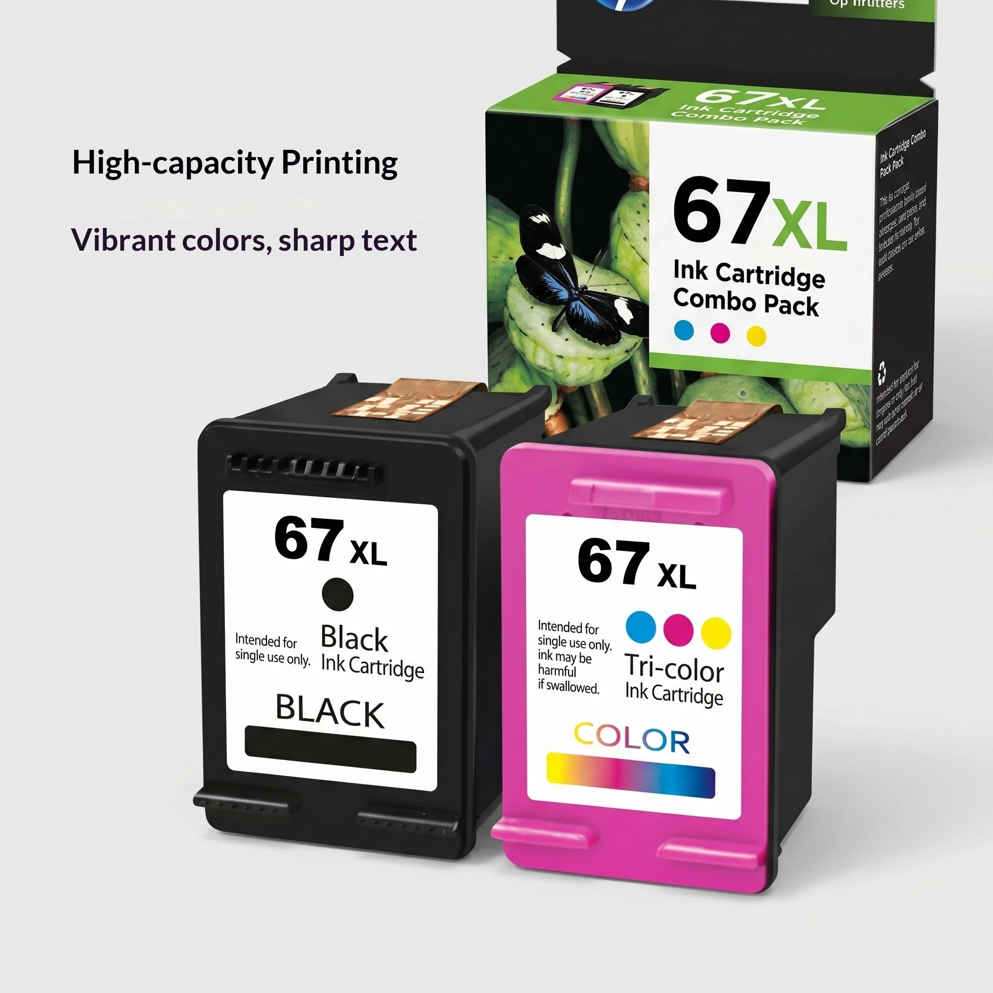 67xl Ink Cartridges Replacement For 67xl Combo Pack Work With  Deskjet 2755e 2700 2855e 4155e 4100 Envy 6055 6055e Printe