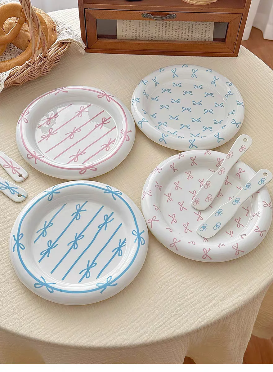 

Decorative Round Bow Pattern Jewelry Storage Trays Home Desktop Storage Supplies Room Aesthetic Decor Accessories