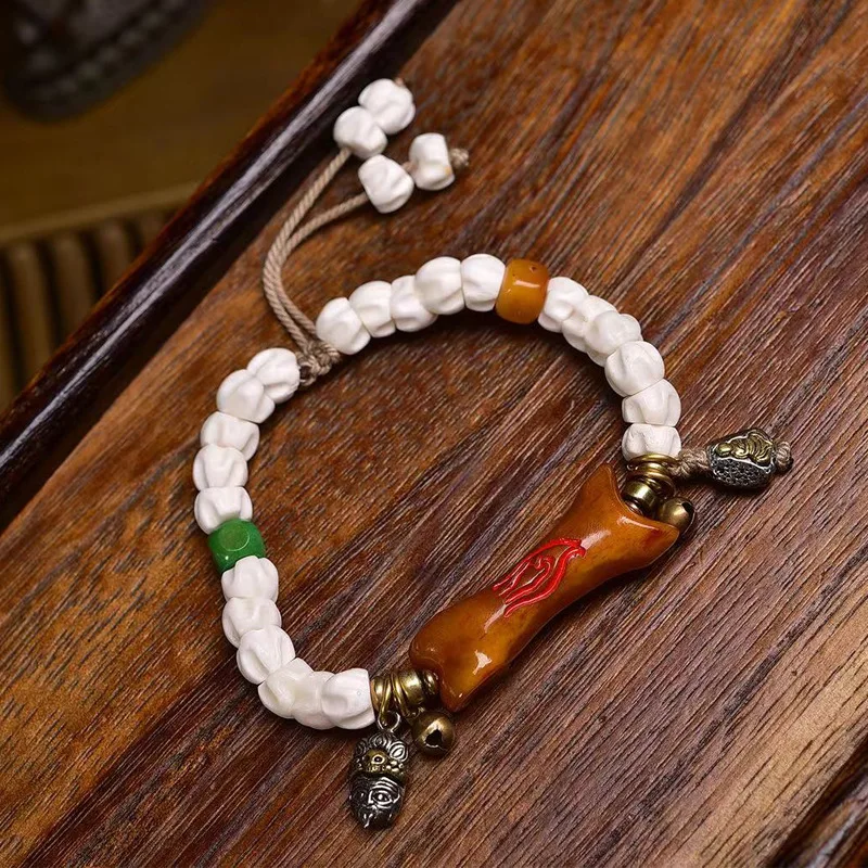 Backflow Bone Large Intestine Single Circle Turquoise Square Copper Clip Buddha Bead Bracelet