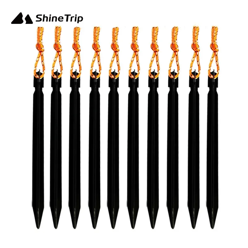 Shine Trip Newest 10Pcs/lot 18cm Aluminum Alloy Tent Takes Pegs Heavy Duty Travel Outdoor Camping Accessories Nails Ground Peg