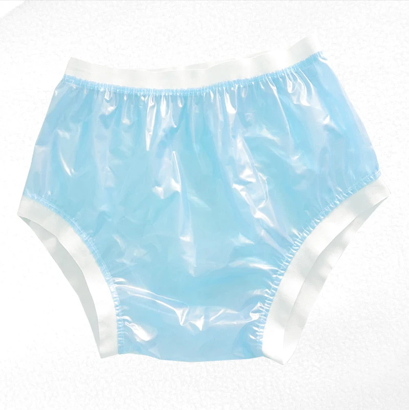 Wide Elastic Pants Transparent PVC Shorts Adult Diapers Non Disposable Plastic Panties Unisex