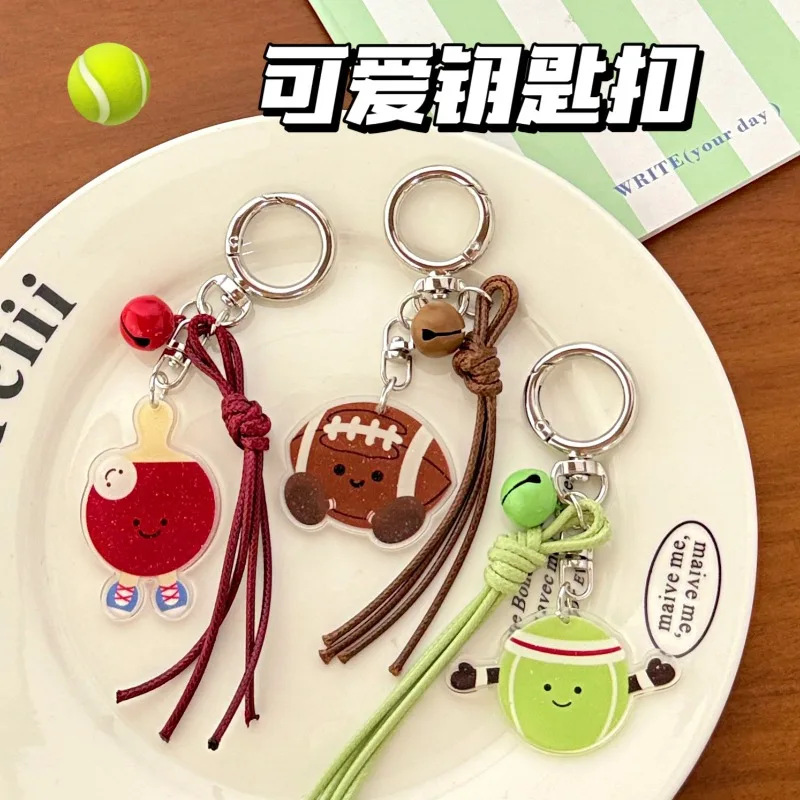 

Cartoon Badminton Table Tennis Keychain Backpack Hanging Pendant Sports Club Football Keyring Souvenirs Tennis Baseball Jewelry