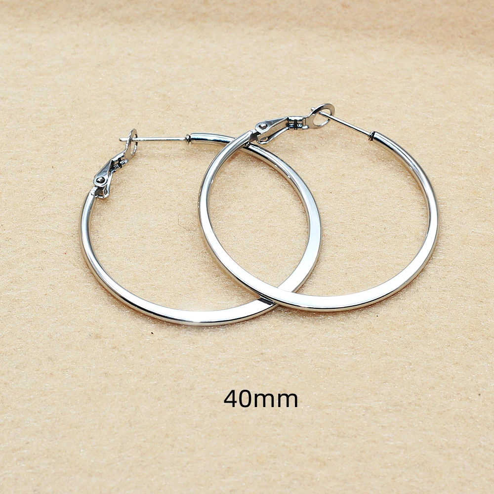 BTG1448 Titanium Men Women 40mm Hoop Earrings Circle 2mm 316l Stainless Steel Earring IP Plating No Fade Allergy Free