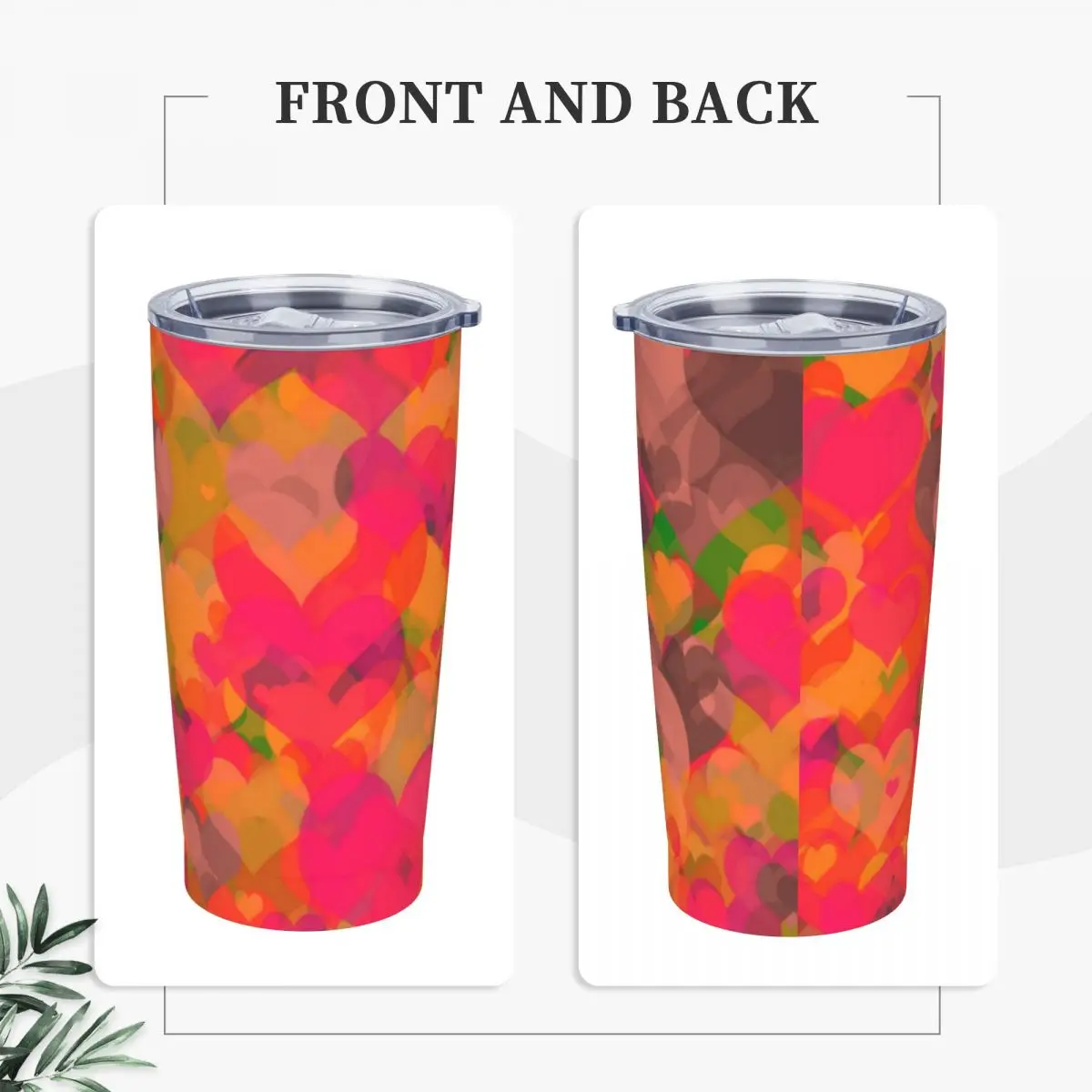 Heart Burst Art Tumbler Abstract Hearts Print Hot Drinks Water Bottle Leakproof Stainless Steel Thermal Mug Travelist Car Mugs