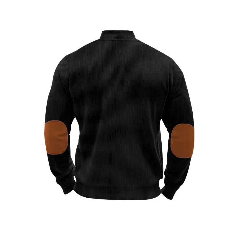 Herren Stehkragen Cordjacke, Farbblock-Design, Reißverschluss-Mantel, Retro, Locker Geschnitten, Lässig, Langarm, Herbst-Winter, Alltag, Streetwear – Detail 24