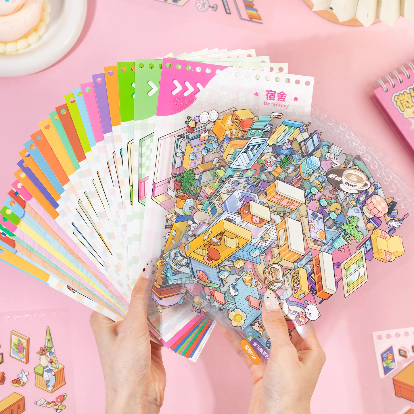 

45PCS PET Mini House Stickers Cartoon Room Decor Stickers for Journaling Scrapbooking Planner