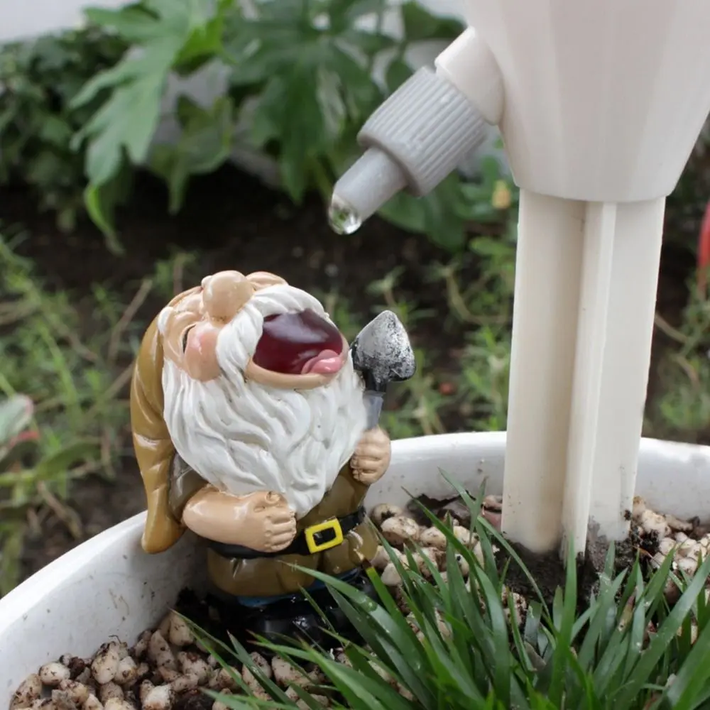 Resin Gnome Self Watering Spike Adjustable Rustic Gnome Automatic Watering Can Decorative Potted Plant Waterer Garden Supplies