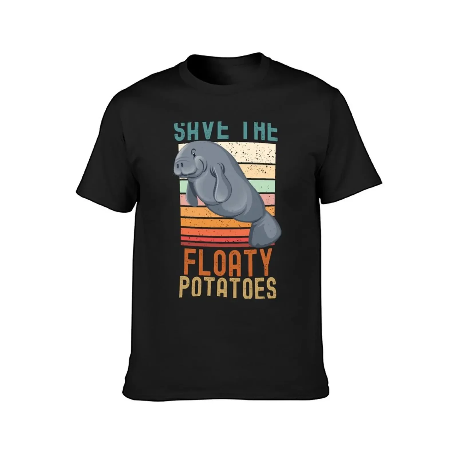 Save The Floaty Potatoes Retro Manatees T-Shirt anime clothes Men's clothing