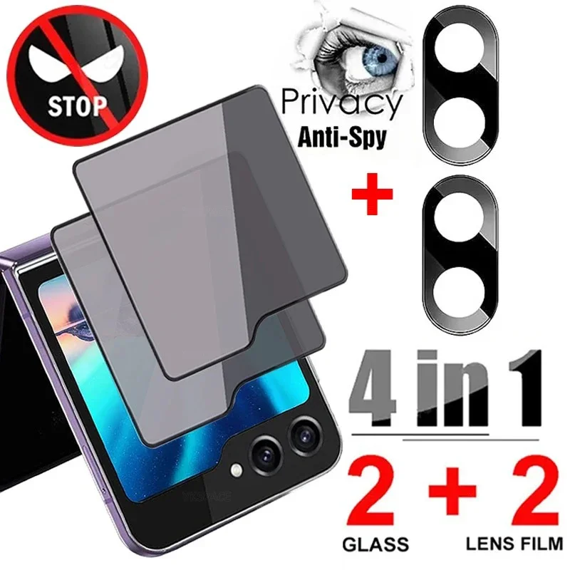 

Privacy Anti-Spy Back Camera Len + External 9H Tempered Glass For Samsung Galaxy Z Flip 5 6 W24 Flip Screen Protector Lens Film