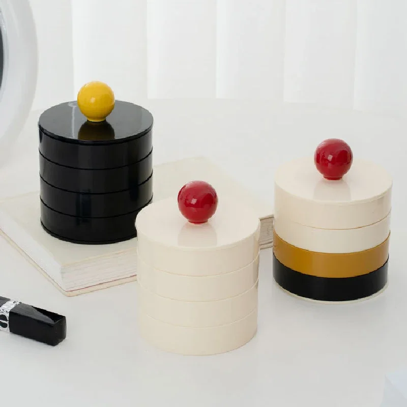 

4 Plaid Storage Box Rotatable Jewelry Storage Box With Lid Small Jewelry Box With Lid Decorative Ornaments Home Decoration