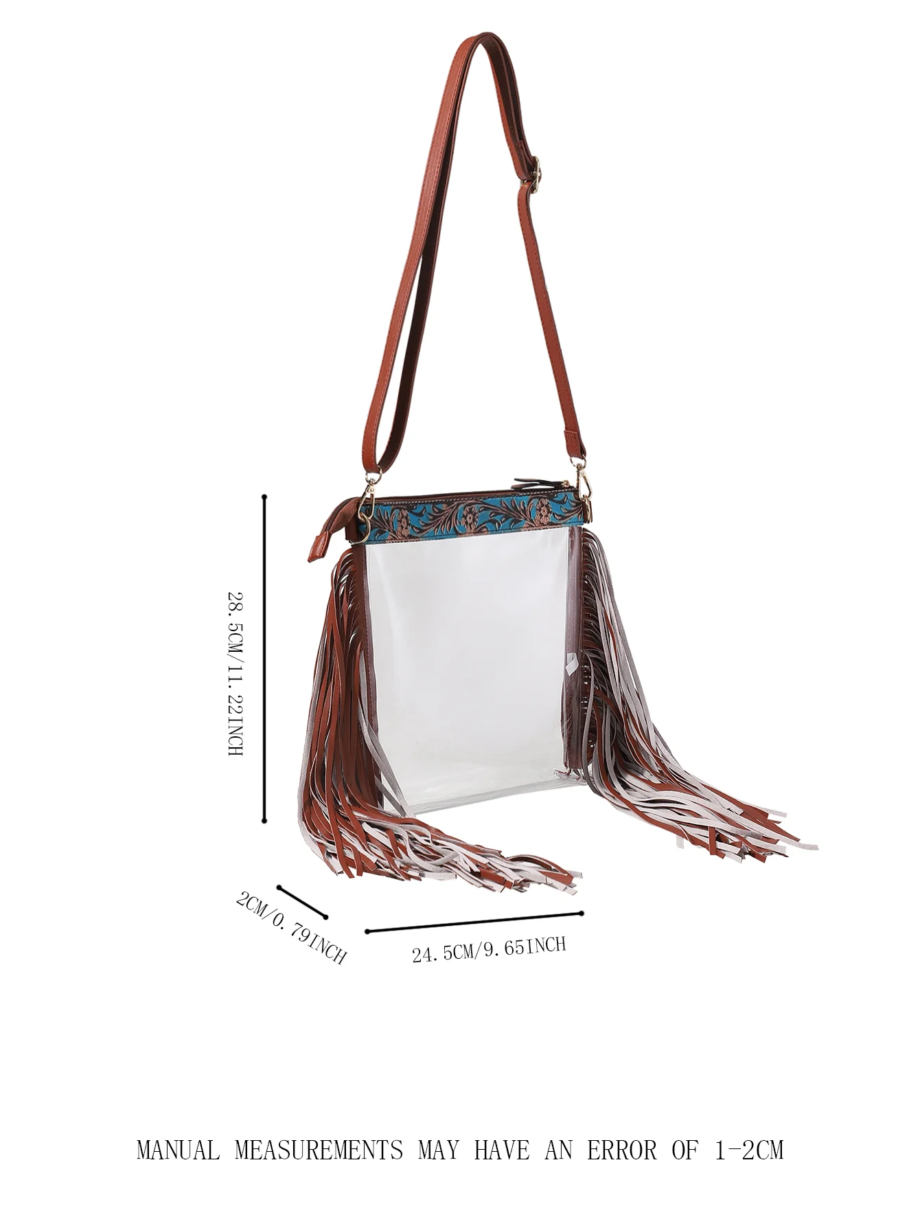 PVC Fashionable Tassel Crossbody Bag with Large Capacity Waterproof Women's Shoulder Bag Zippered Storage Bag Organizer Bag