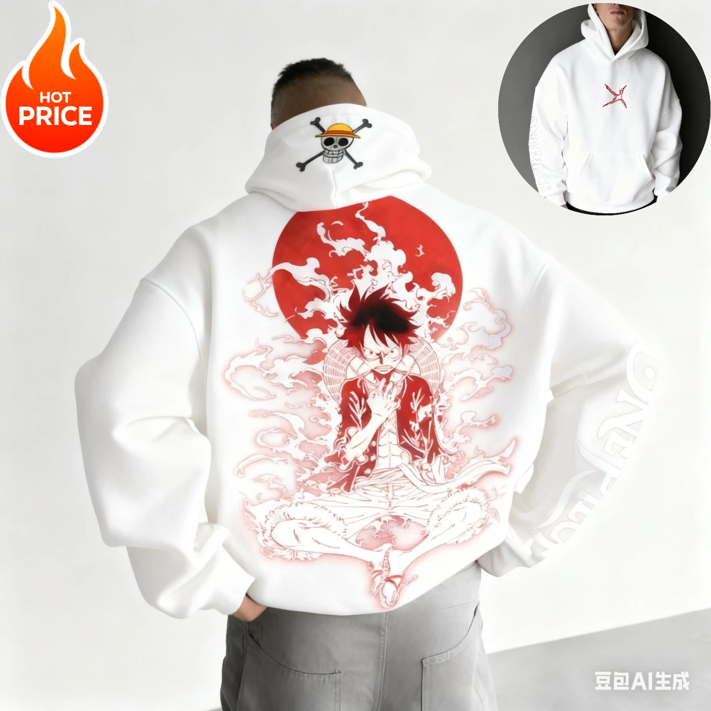 Luffy 2025-Sudadera con capucha de una pieza para hombre y mujer, ropa de calle Harajuku Retro de gran tamaño, Top holgado de manga larga, Unisex Y2k