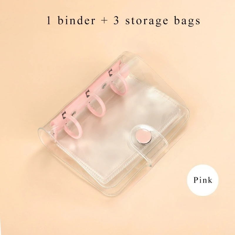 1Pc Creative Cute Transparent 3 ring Mini Loose-leaf Hand Book Student Portable Notebook ring binder School Supplies