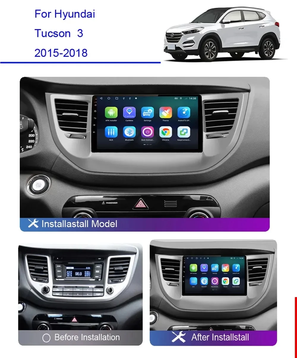 Android 15 Carplay Auto Car Radio For Hyundai Tucson IX35 3 2015 2016 2017 2018 Multimedia Video Player Navigation GPS Head Unit