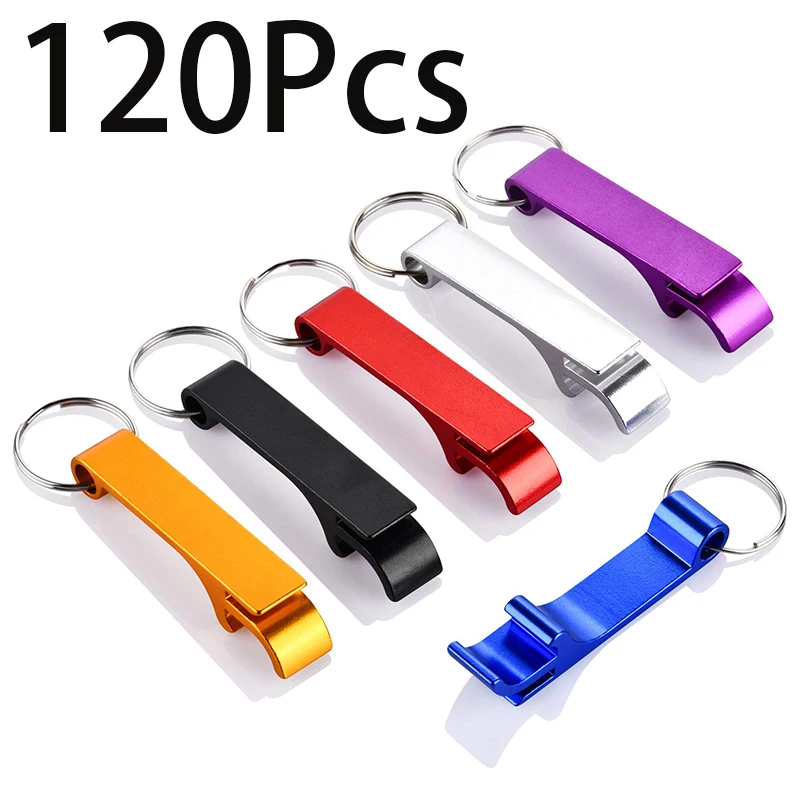 120Pcs Colorful Metal Keychain Bottle Opener Pocket Claw Bar Soda Beverage Beer Bottle Opener