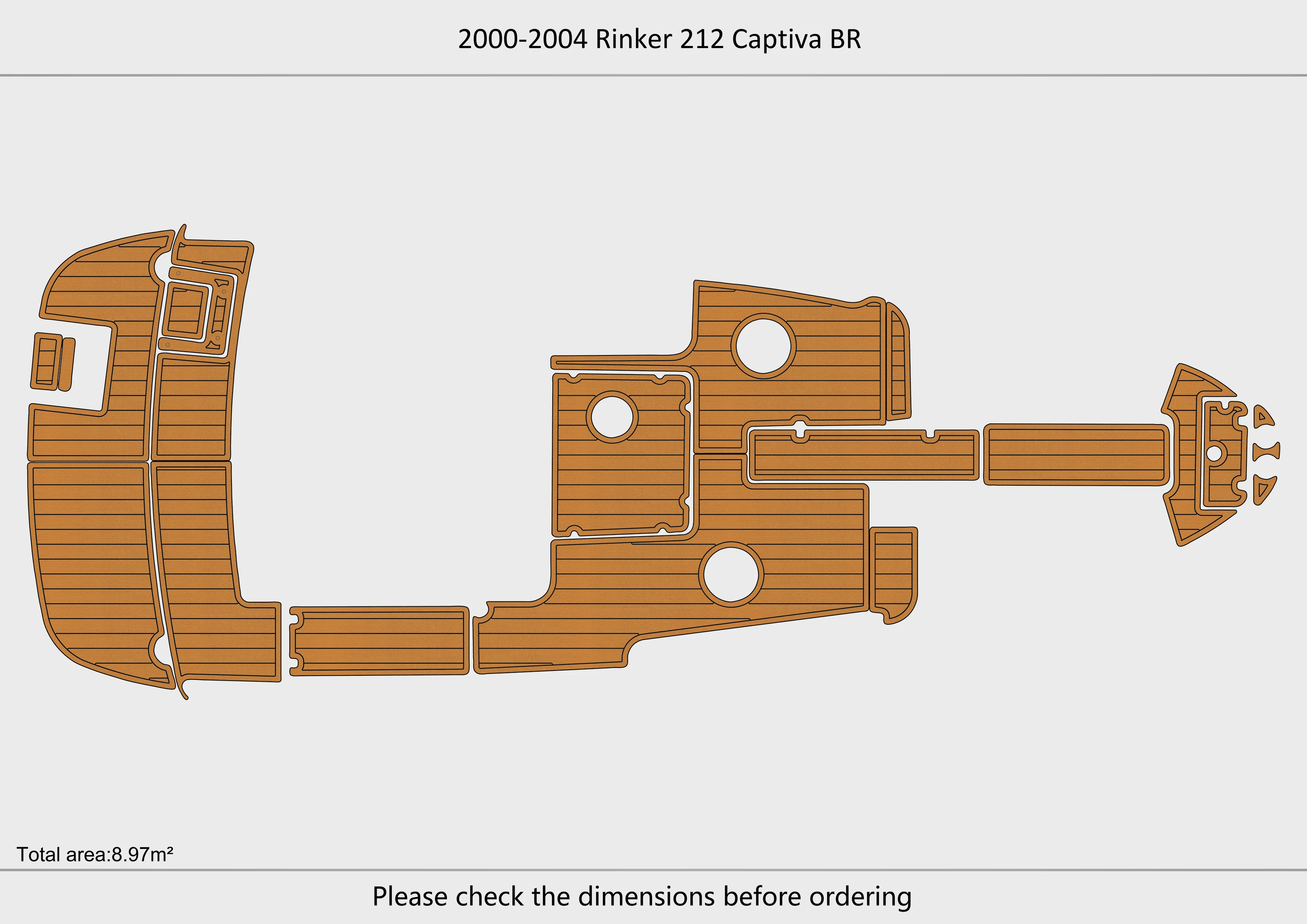 Eva foam Fuax teak seadek marine floor For 2000-2004 Rinker 212 Captiva BR  Cockpit Swim platform 1/4