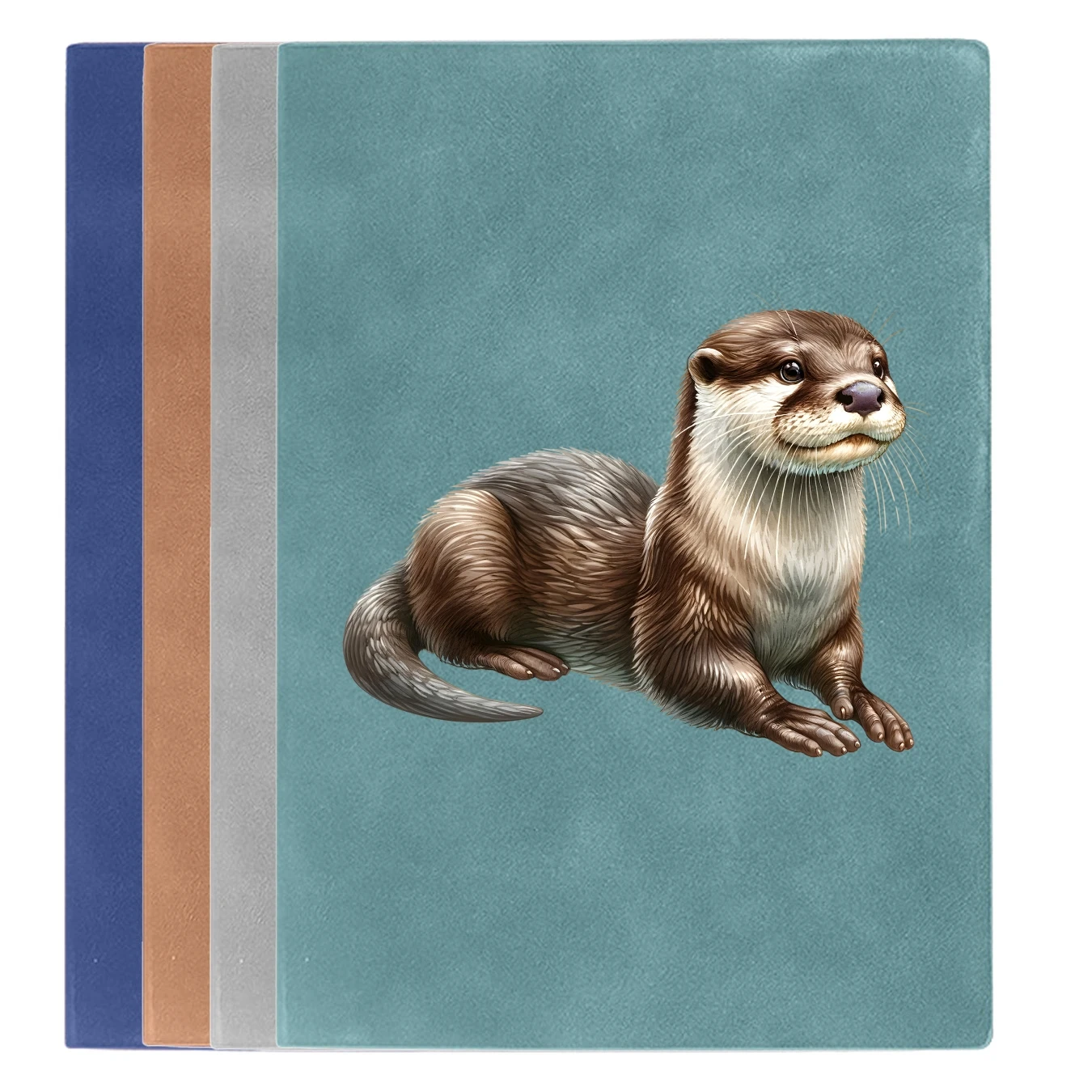 Vintage A5 Leather Notebook with Realistic Otter Pattern for Journaling, Birthday Gift, Personal Use, Office, Student Work