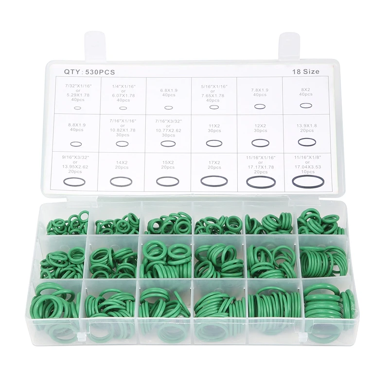 

530Pcs Car R134A Car O-Ring Repair Automotive Air Conditioning Repair Rubber Sealant Box Set