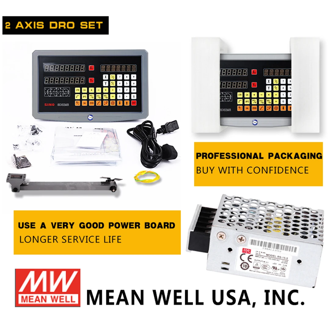 Grating Ruller Sensor SDS2MS 2 Axis Mill DRO Digital Readout Lathe Kit 2PCS 70/1020mm Linear Scale Encoder Optical Grating Ruler