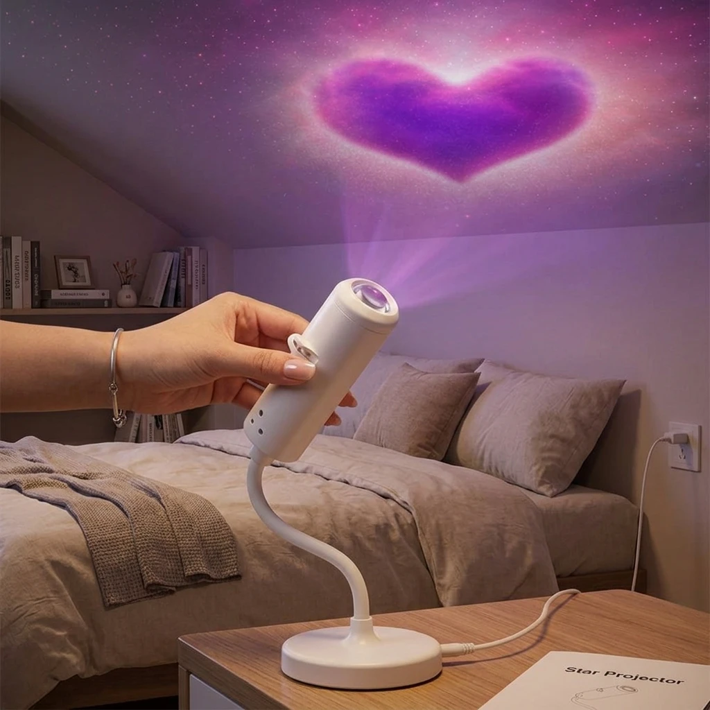 Car USB Starry Sky Night Light HD Smart Dynamic Holographic Light Projector Galaxy Projector Films Car Atmosphere Lights