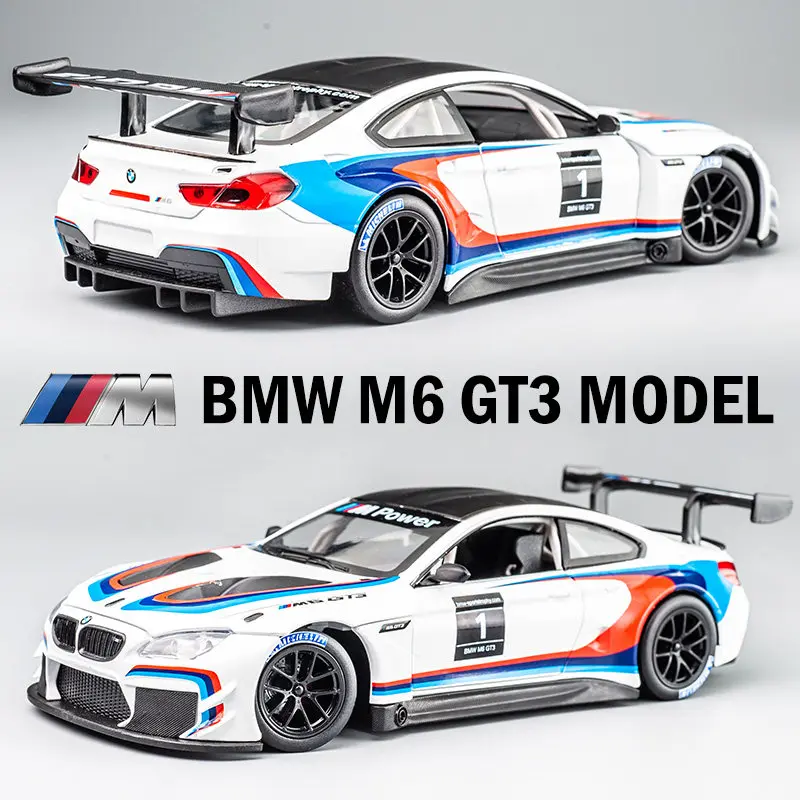 

1:24 BMW M6 GT3 Alloy Sports Car Model Diecasts Metal Toy Track Racing Car Model Simulation Sound and Light Collection Kids Gift