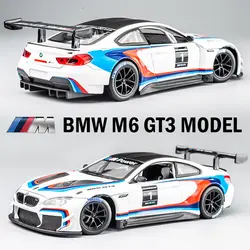 1:24 BMW M6 GT3 Alloy Sports Car Model Diecasts Metal Toy Track Racing Car Model Simulation Sound and Light Collection Kids Gift