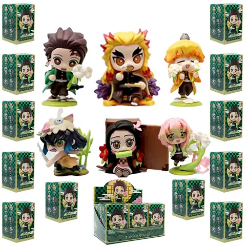 Demon Slayer Tanjiro Kamado Nezuko Anime cartoon Figure Blind Box Creative Personalized Statue Model Ornament Surprise Gift Box