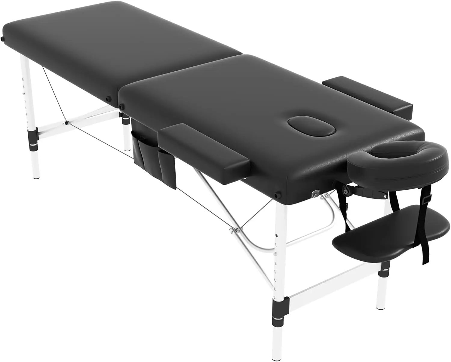 Massage Table Massage Bed Portable,26 LBs Light Weight 2 Section Foldable Tattoo Bed Facial Care Spa Bed Sturdy Aluminum Frame