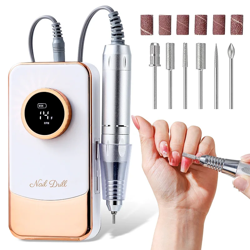 

45000RPM Rechargeable Electric Nail Drill Professional Nail Polishing File Low Noise Polisher for Nail Art Salon Tools